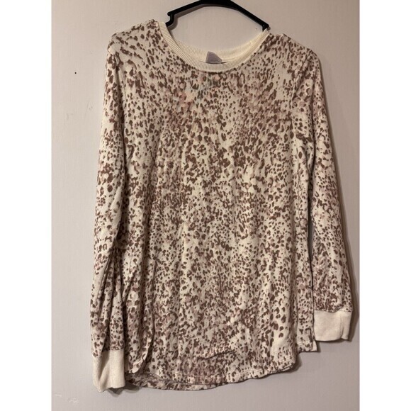 Stars Above Women’s Leopard Print 2 Piece Long Sleeve Pajama Set Size Medium - Picture 1 of 10